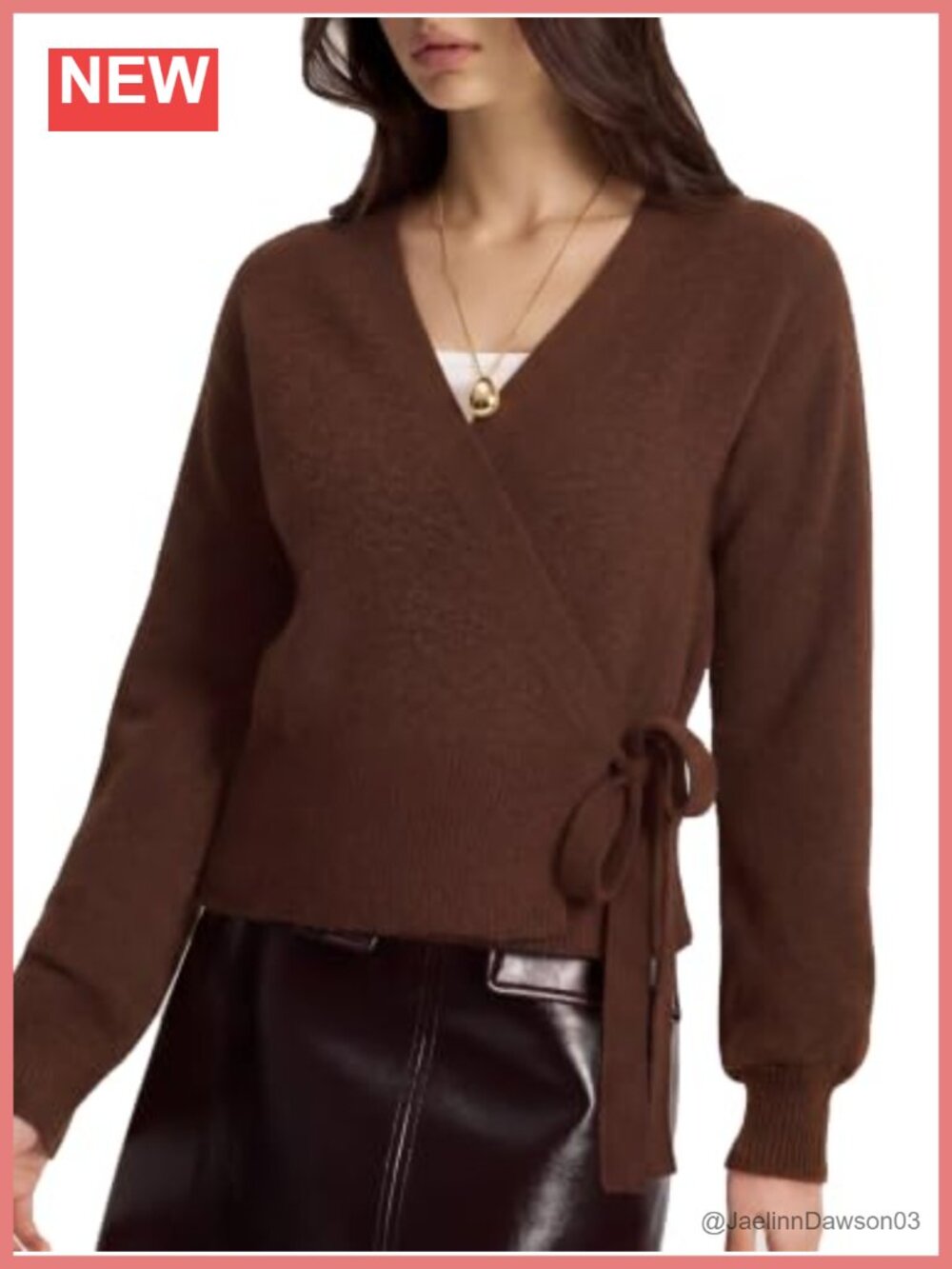 Cashmere Blend V Neck Wrap Sweater Long Sleeve Tie Waist Knit Top
